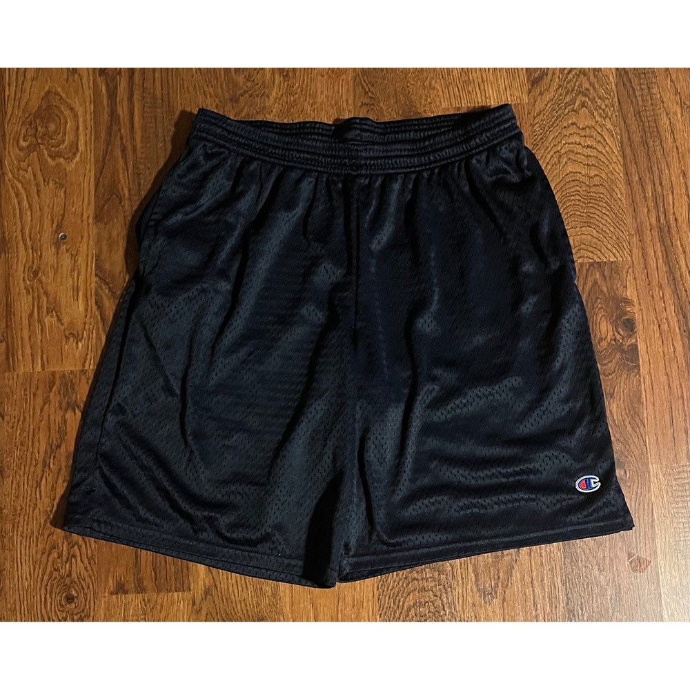 Champion Mens Black Mesh Athletic Basketball Shorts Size Medium Gym Loungewear